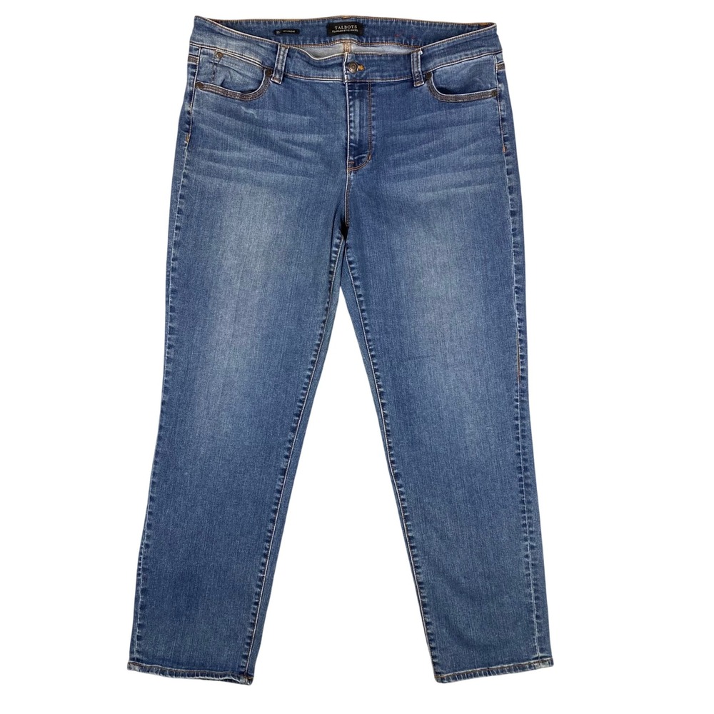 Talbots Flawless Five-Pocket Boyfriend Stretch Denim Jeans Womens 16 Medium Blue